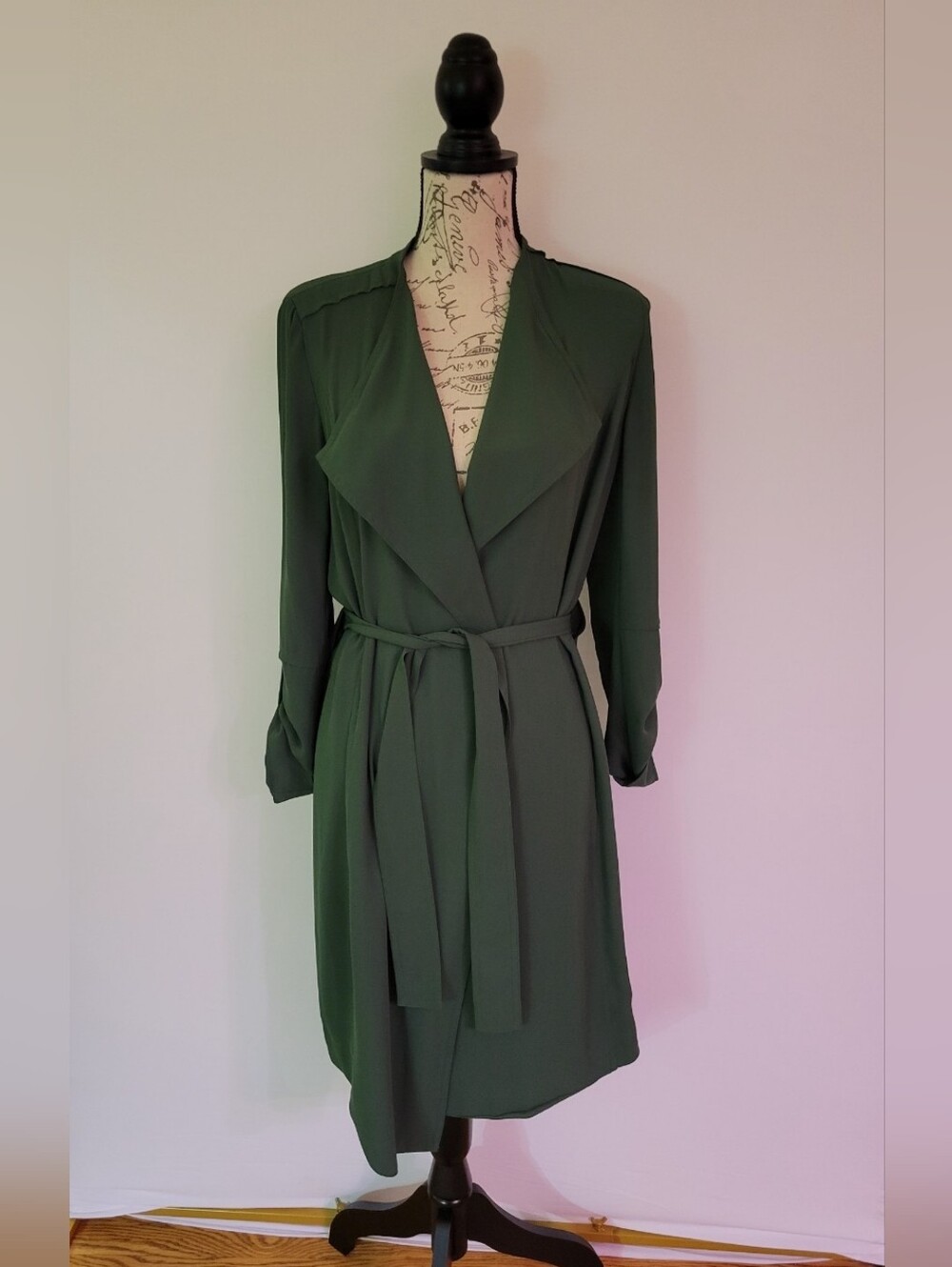 Babaton Olive Green Midi Wrap Dress